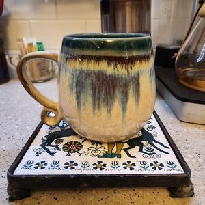 Meritage Lexington 20 Ounce Stoneware Two Tone Mug in Blue Multi
